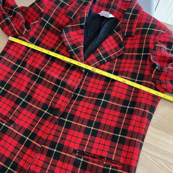 Sellecca Women’s Oversize Red Plaid One Button Pocket Wool Blend Blazer Size 10 - Picture 7 of 9